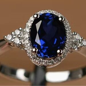 Blue Rhinestone Ring